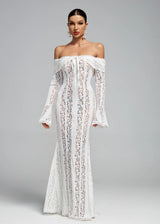 Robe- Dentelle Épaule Dénudée