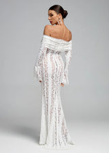 Robe- Dentelle Épaule Dénudée