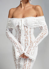 Robe- Dentelle Épaule Dénudée