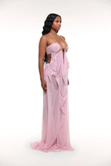 robe longue en résille transparente